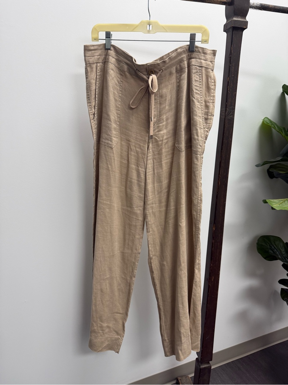 Ralph Lauren Beige Drawstring Linen-Blend Chinos